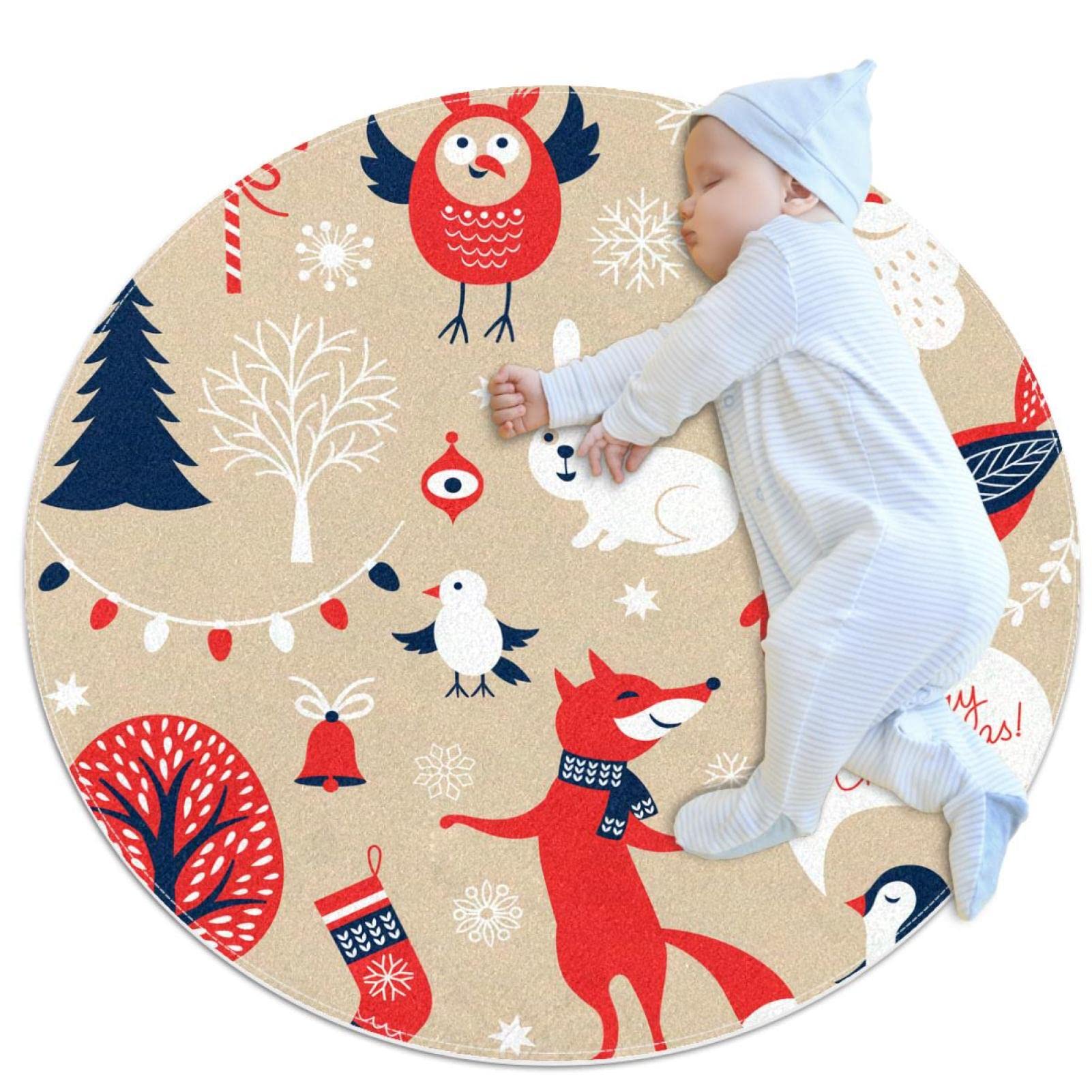 Alfombra redonda infantil para proteger del suelo frío a niños y mascotas en invierno 80x80