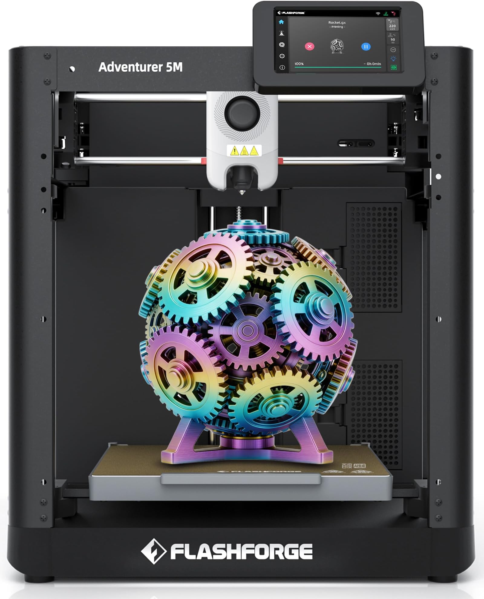 FLASHFORGE Adventurer 5M 3D Printer,600mm/s Max Speed Core XY 3D Printers with Auto Leveling,280°C Direct Extruder,3s Quick Swap Nozzle,Dual-Sided PEI Platform,DIY AD5M Enclosure,for Kids,Beginners