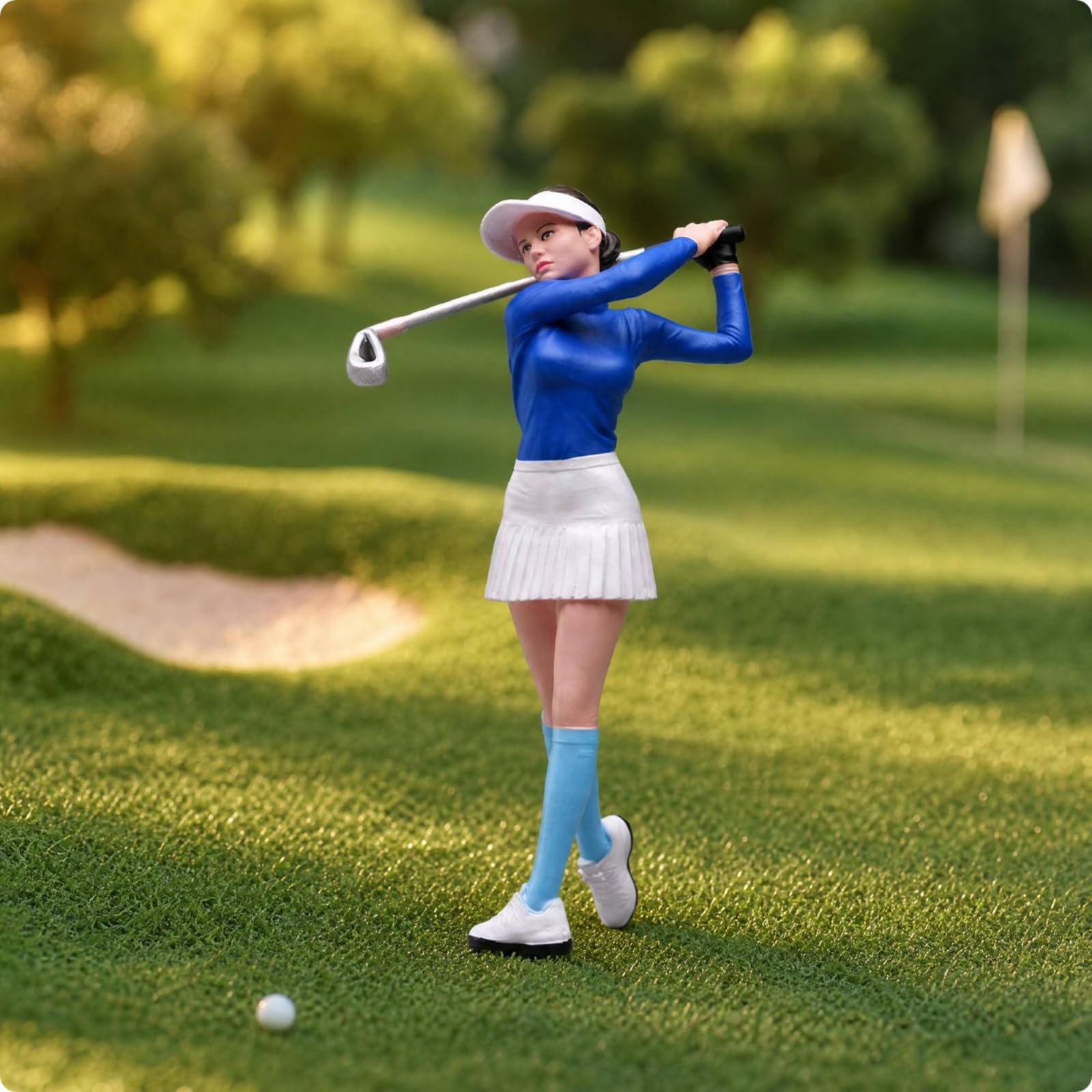 Almencla Figura Resina Pintada a Mano Golfista en Swing Tallada Miniatura Coleccionable Golfista a Escala 1/24 Tallado Figura Golfista Golf