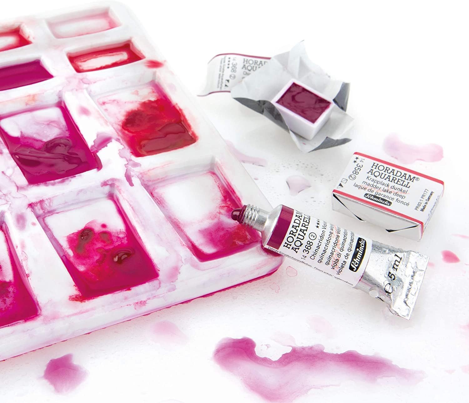 Schmincke - HORADAM® AQUARELL, 50 x 1/2 Pans, 74 790 097, Oak Box, Painting Set, Finest Watercolors