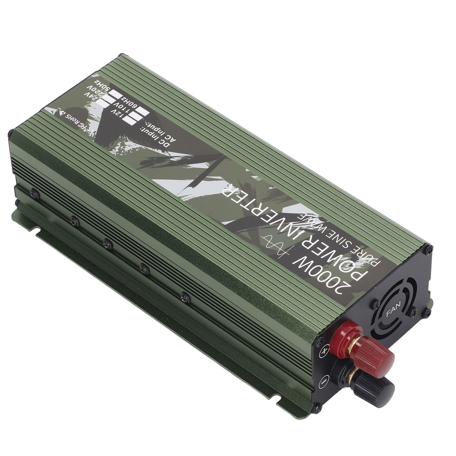Garosa Przetwornica Napięcia Samochodu Czysta Fala Sinusoidalna Przetwornica Samochodowa 12 V na 220 V 2000 W Szczytowa Moc 800 W Rzeczywisty Stop Aluminium z Wentylatorem Chłodzącym USB 5 2 A do