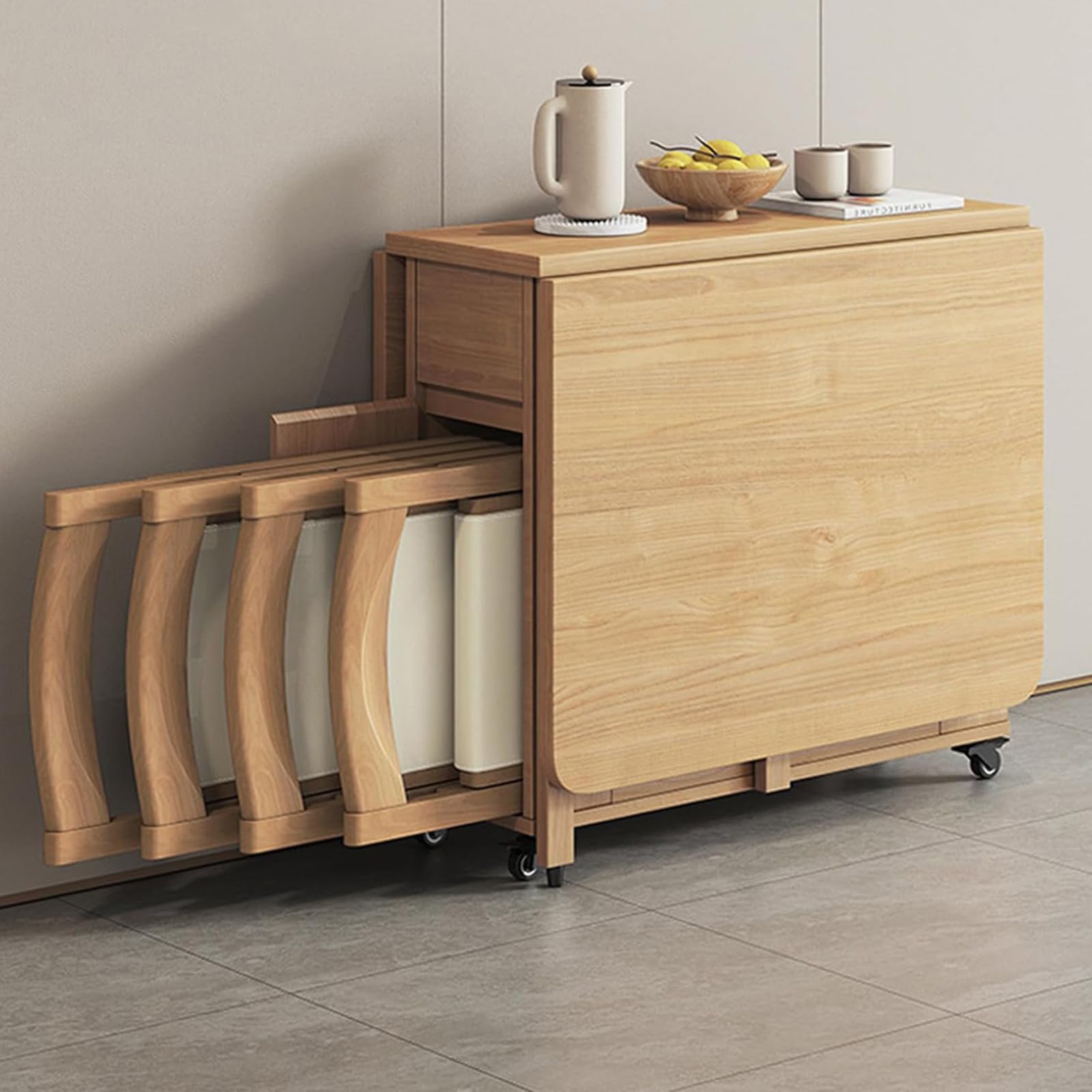 Ensemble table de salle à manger et chaises en bois massif extensible de 1,4 m pour salon