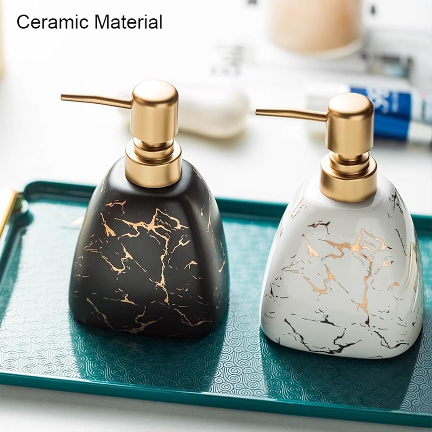 Ceramiczny dozownik mydła, dozownik mydła do rąk / płynu do mycia naczyń, wielokrotnego napełniania, łatwa pompka, odpowiedni do mydła ręcznego, mydła, balsamu dozownik mydła w płynie (kolor: C)