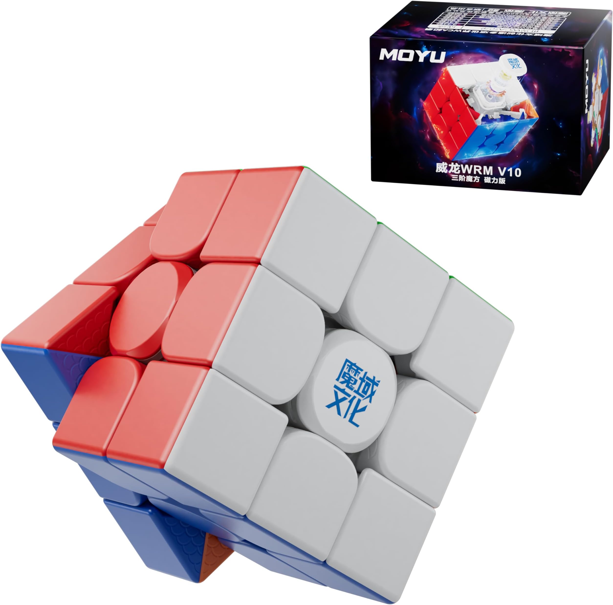Moyu WRM V10 Magnetic Frosted Stickerless 3x3 Magnetic Speed Cube, moyu WeiLong WR M V10 Magnetic Version, New Tension Mechanism, WRM Pro 2024 Upgraded Version Ten (Frosted Matte Version)