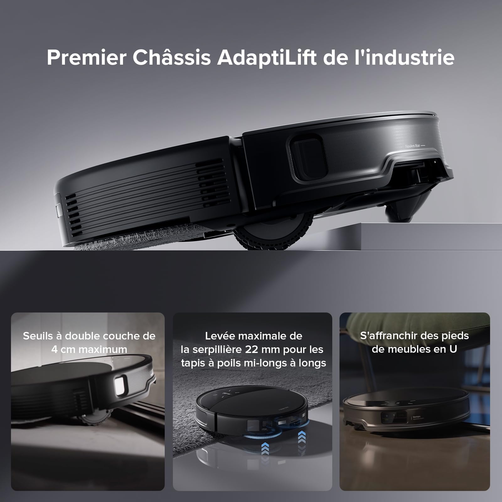roborock Saros 10R Set Robot Aspirateur, Brosse et Serpillère Relevables et Extensibles, Triple Système Anti-Enchevêtrement, Station Multifonctionnelle 4.0, Évitement Avancé des Obstacles, 7,98cm