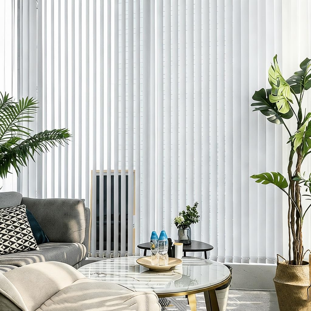 Vertical Blinds Gray Blackout Sliding Door Blind, Cordless Light Filtering Solar Fabric Privacy Window Shades 51" 55" 59" 63" 68" 71" 78" 83" 88" Living Room Divider Patio Blinds(59" W x 55" H)