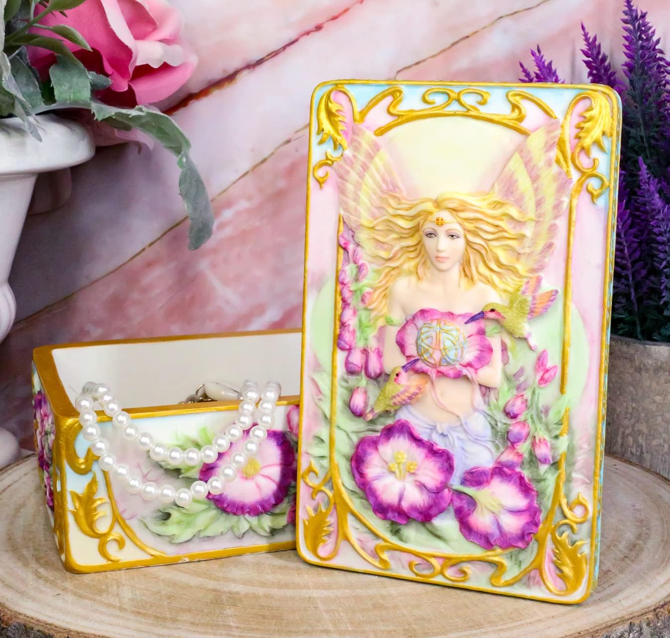 Ebros Gift Jody Bergsma Art Gallery Faith Fairy Jewelry Box Figurine 6.5" L Decorative Keepsake Knick Knack Trinket Box