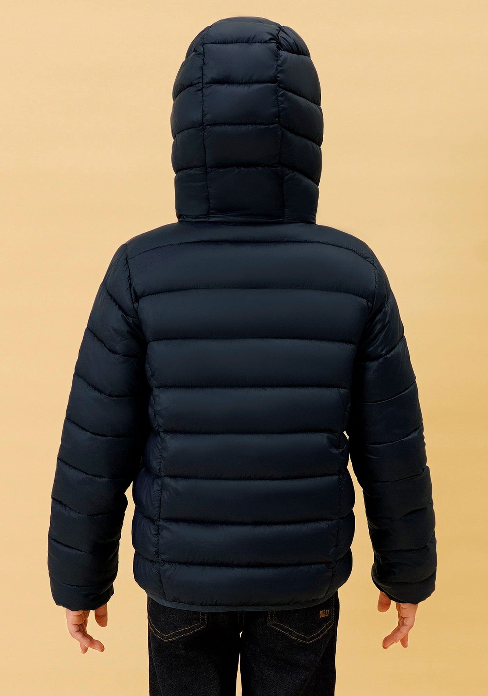 SOLOCOTE Manteaux d'hiver Garçons Filles Doudoune Légère Imperméable Coupe-vent Compressible Veste à Capuche pour Enfants
