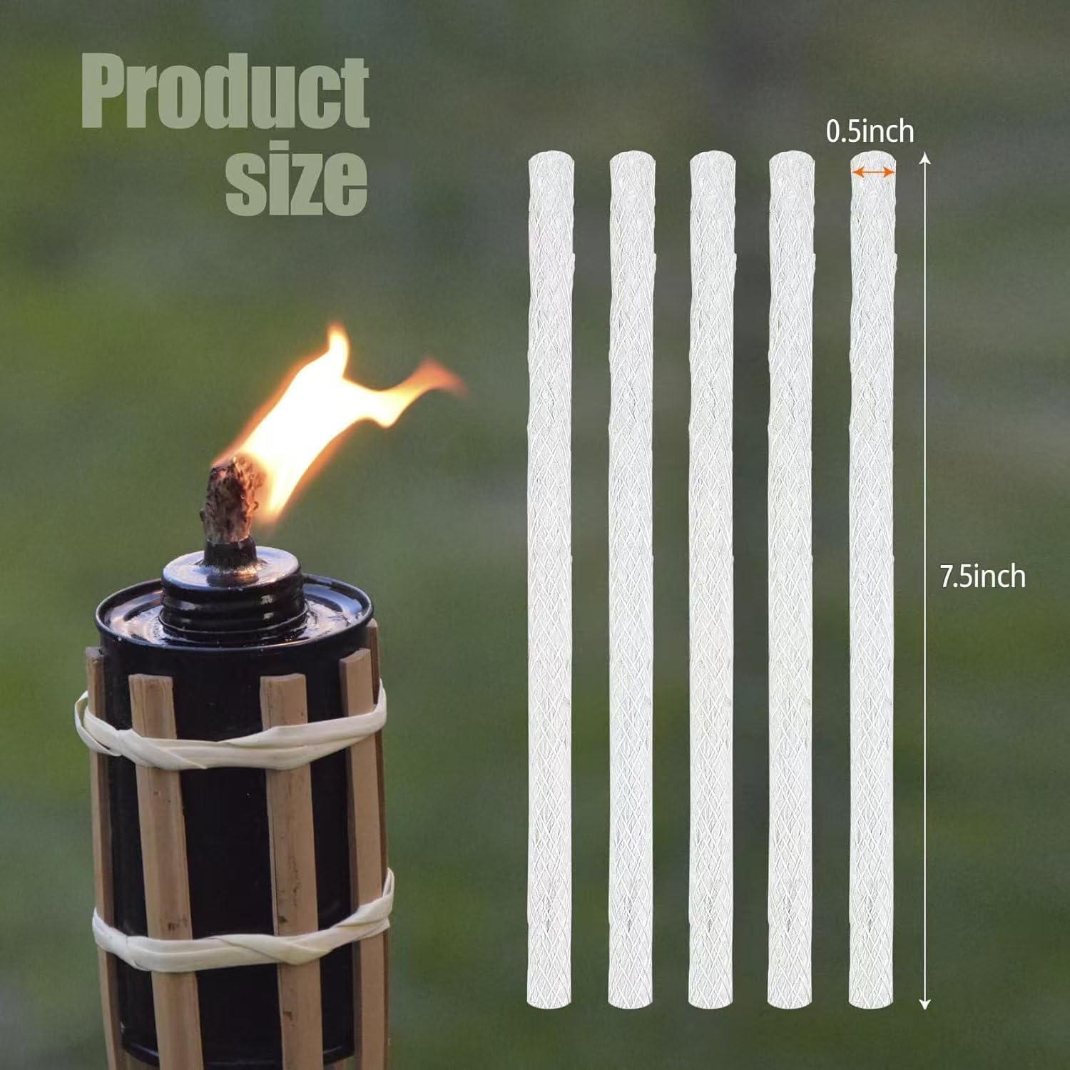 ZHUOMINGJIA 50 Pcs Replacement Lantern Wicks for Tiki Torches,Fiberglass Torch Replacement Wicks,for Outside Garden Torches (White,50 Pcs)