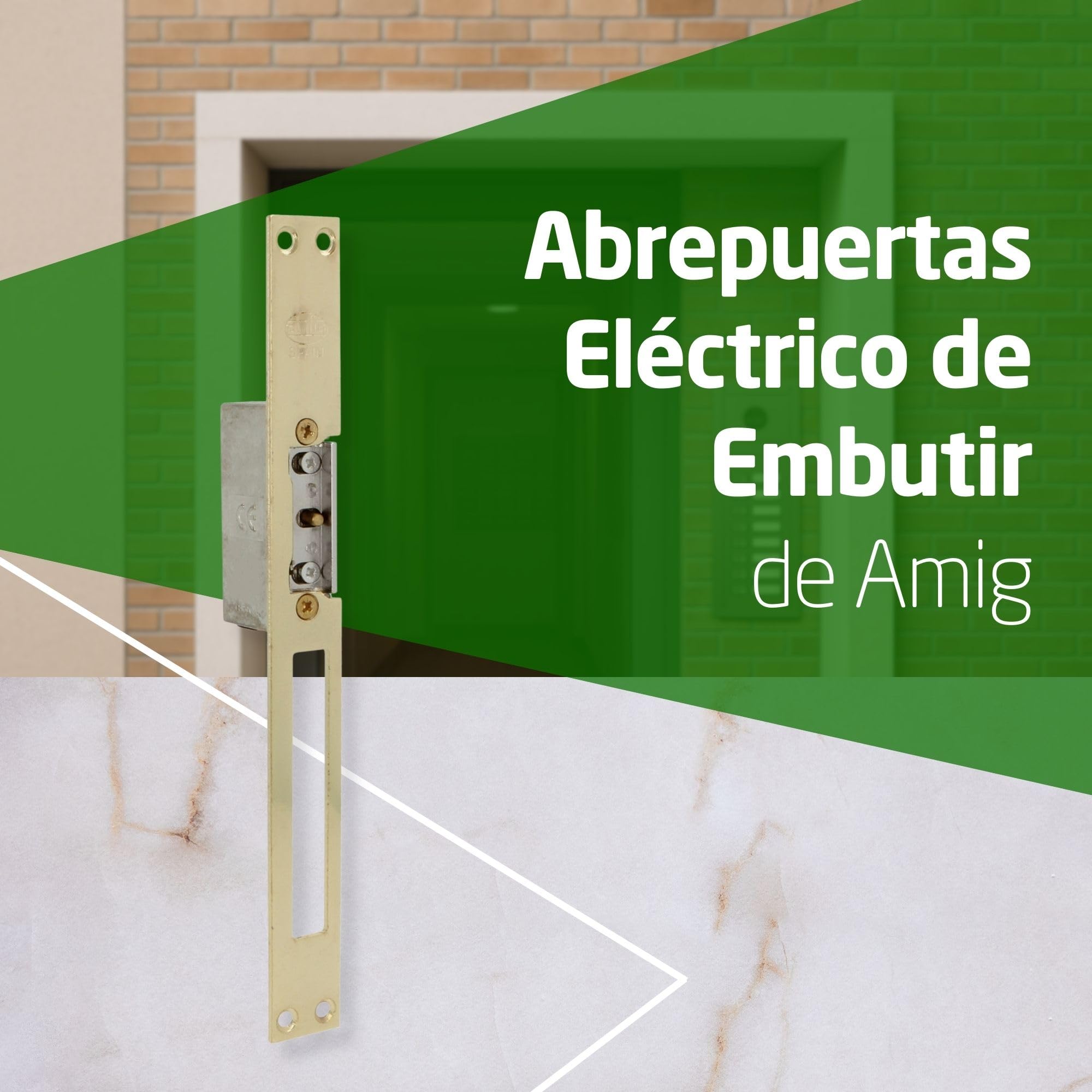 Amig - Abrepuertas eléctrico de embutir para control de acceso - Compatible con resbalón europeo 13 mm - Frente 250 x 25 mm - Acero latonado barnizado - Dorado - 8-12 V AC/DC - Mod. 20 con inhibidor