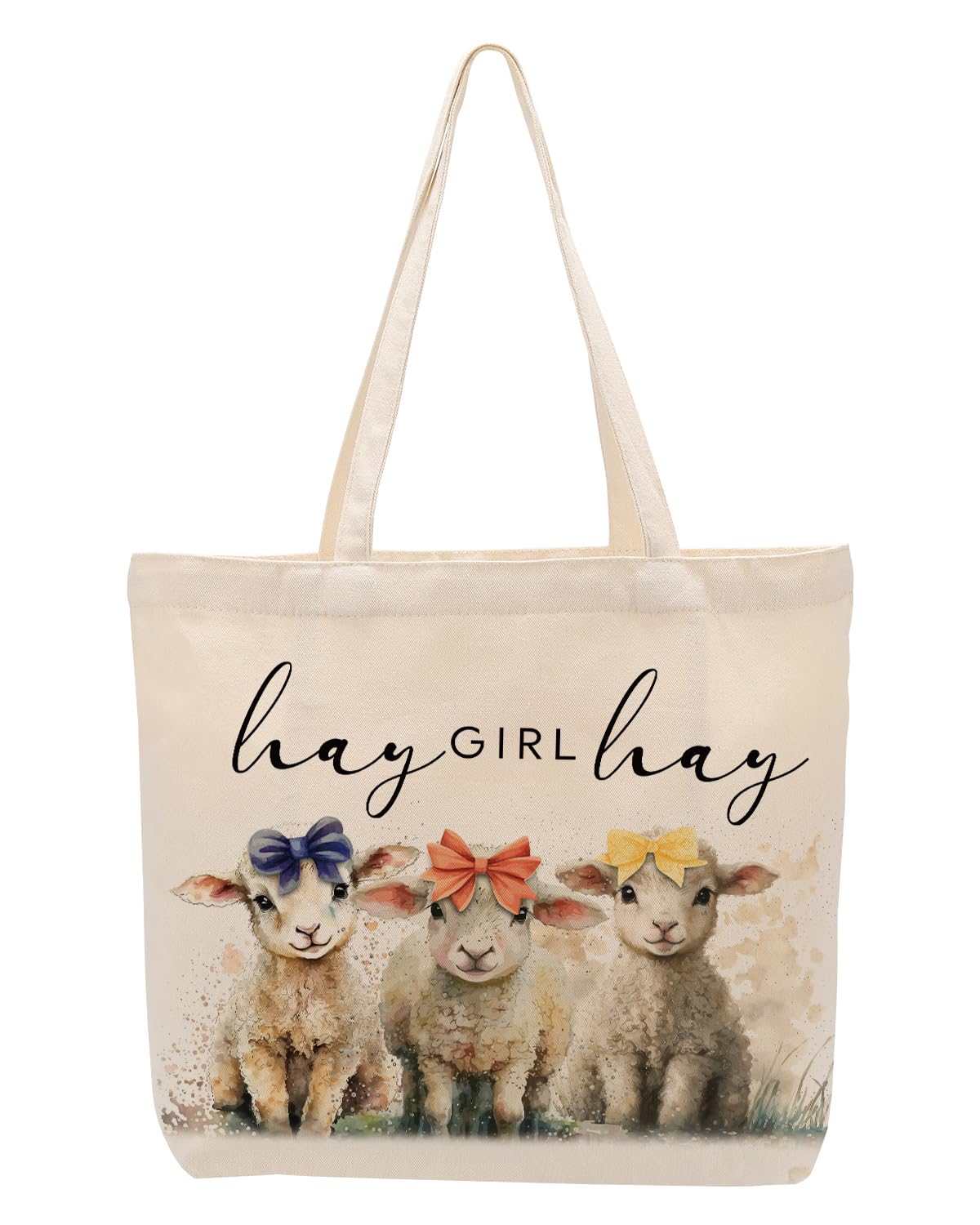 NGZS Pig Sheep Horse Gifts for Girls Grocery Shopping Canvas Tote Bag for Animal Lovers Women Friendship Christmas Birthday