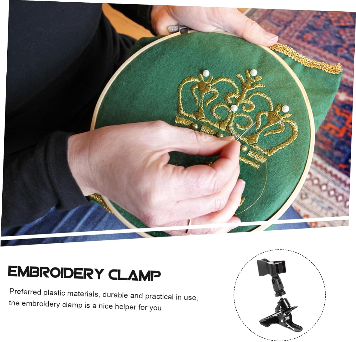 HEALSOPTHY Cross Stitch Stand Adjustable Clamp and Rotating Frame for Hand Embroidery 2pcs DIY Embroidery Clip Set for Quilting and Sewing Projects