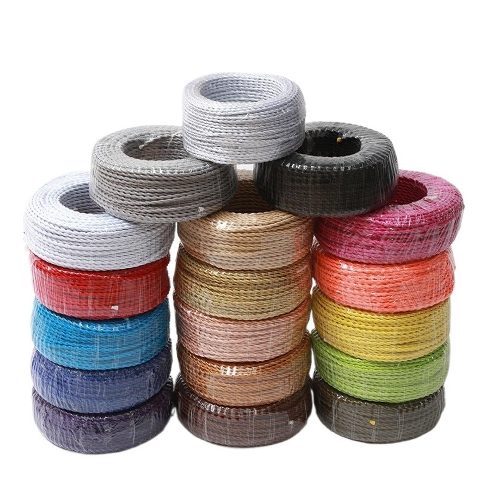 filo tessile intrecciato, Cavo di alimentazione intrecciato lampada quadrato da 0,75 mm², 2(Linen color,20Meter)