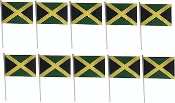 Pack Of 10 X Flag Of Jamaica Hand Held Reggae Flags 21cm X 14cm Amazon Co Uk Garden Outdoors