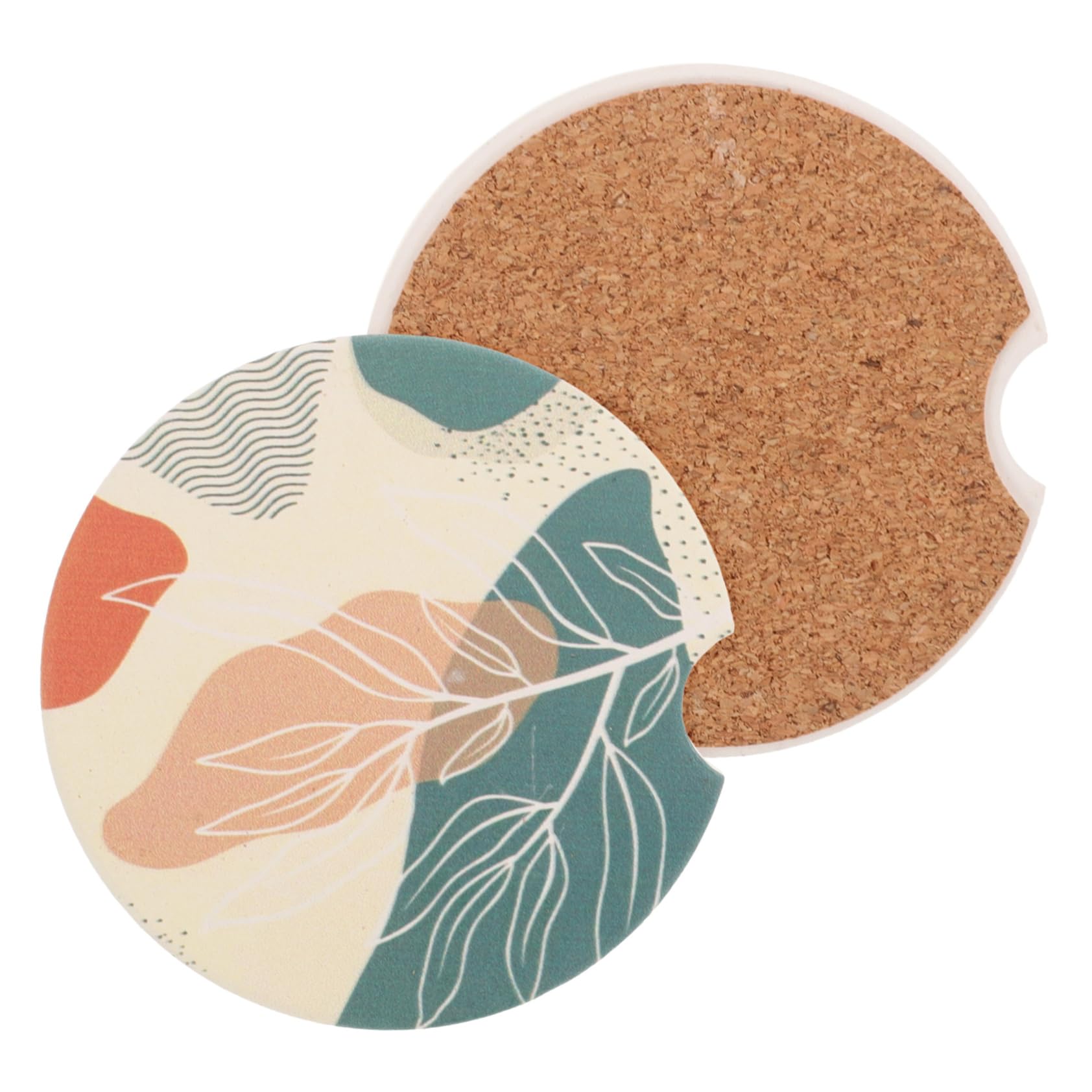 FELTECHELECTR 2pcs Bohemian Ceramic Car Non- Holder Mats for Cars Suvs and Trucks Stylish Leaf Design for Enhanced Interior Decor and Water Absorption
