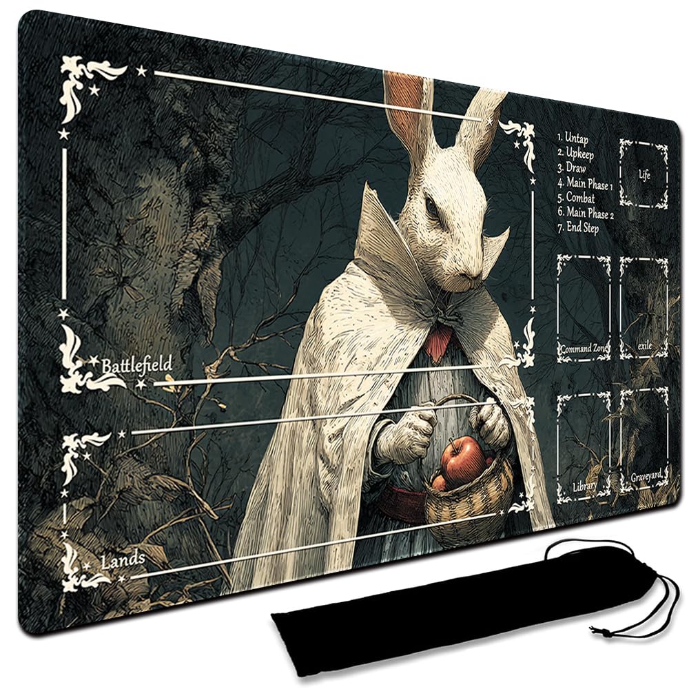 Large Art Gaming Playmat with Carrying bag, Custom Design Card Game Mat for mtg Playmat, Suture the edges,Compatible with Standard Card Sleeves 60CM x 35CM (With Zone,2)