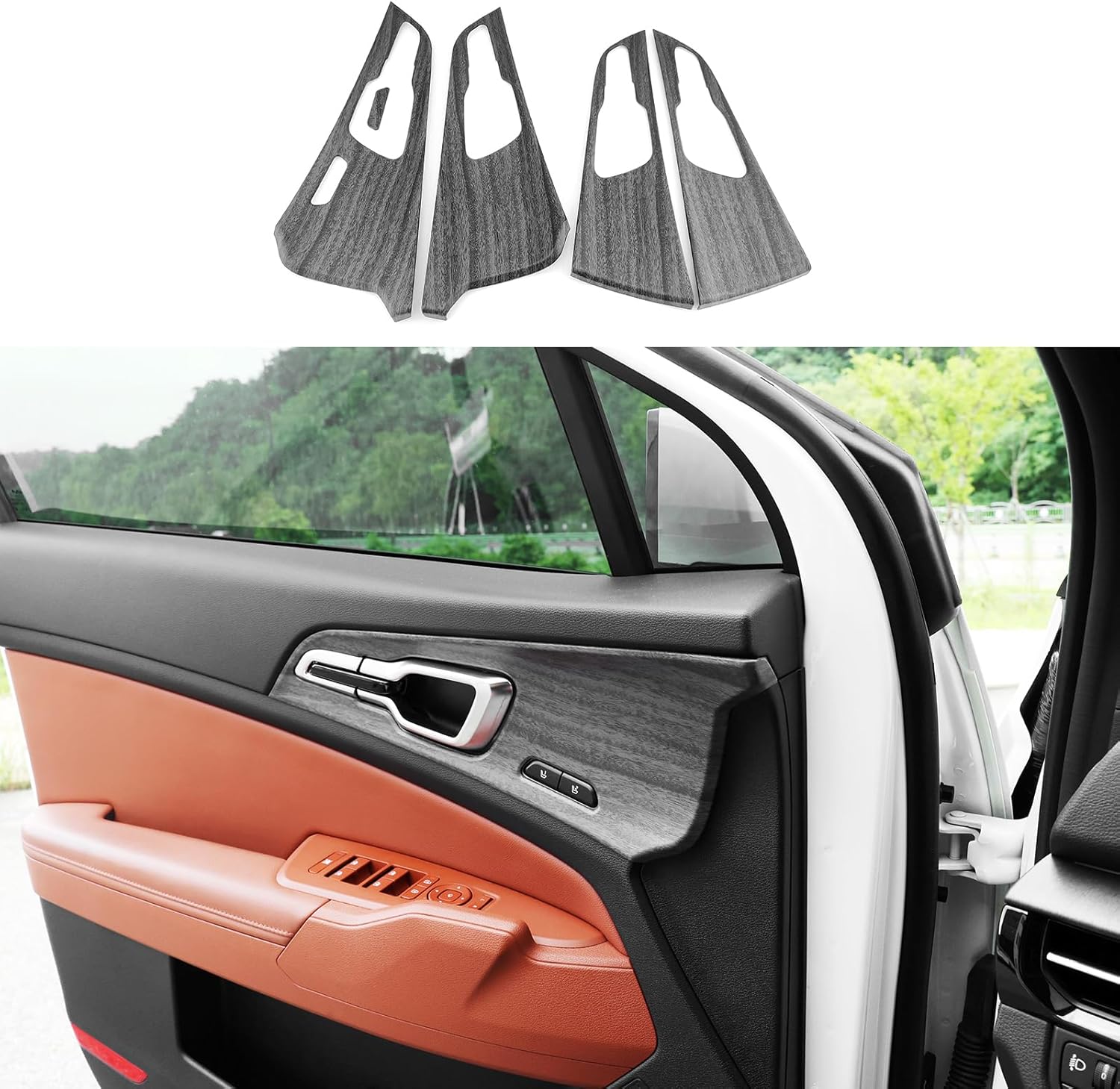YOUTOOCAR 5PCS Door Panel Covers Trim Compatible with Kia Sportage 2023-2026 Accessories (Wood Grain)