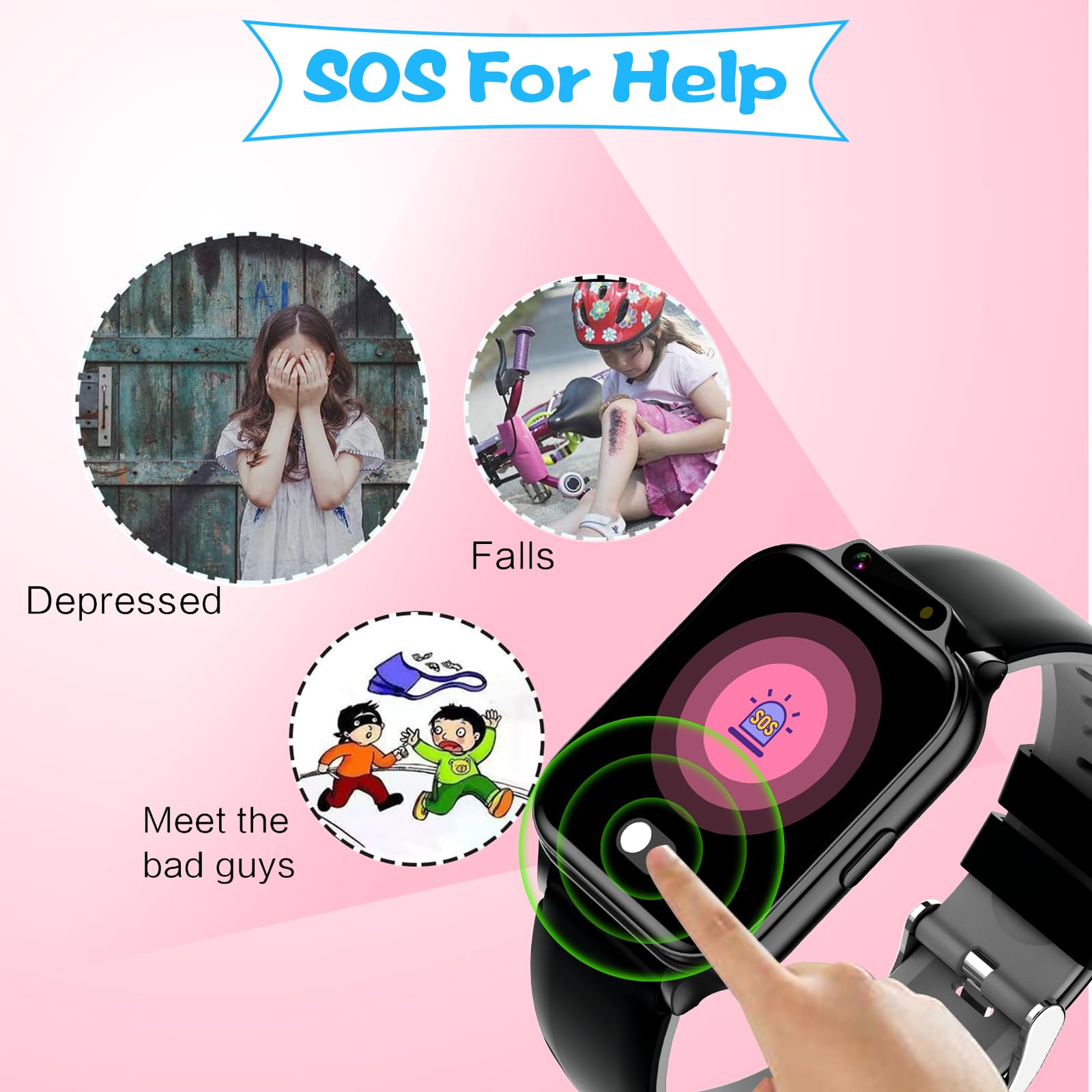 Smart Watch for Kids, 1.85" Fitness Tracker with Heart Rate, Sleep Monitor, IP68 Waterproof Smartwatches with Video Music, Pedometer, Game, NO APP/Phone, Gift for Boys Girls. (Classic, Black)