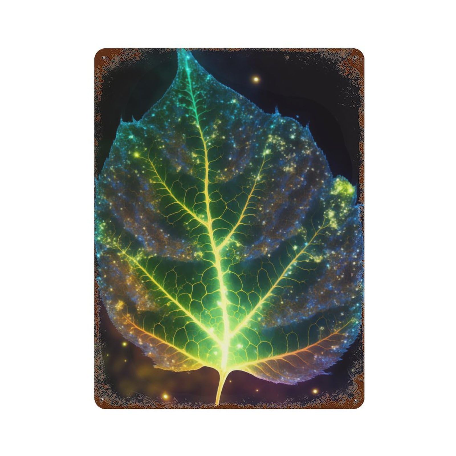 Cosmic Garden Leaf Decorative Tin Sign 15.7"x11.8", for Bistro, Counter And Cafe Decor, Classic Wall Plaque