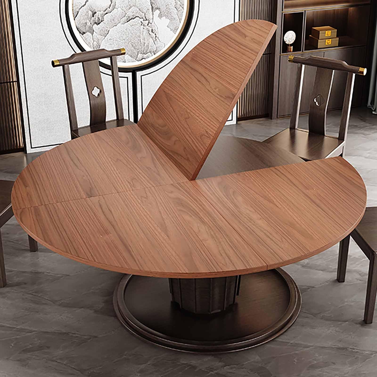 Plateau de table en bois noyer rond pliable 160 cm design élégant