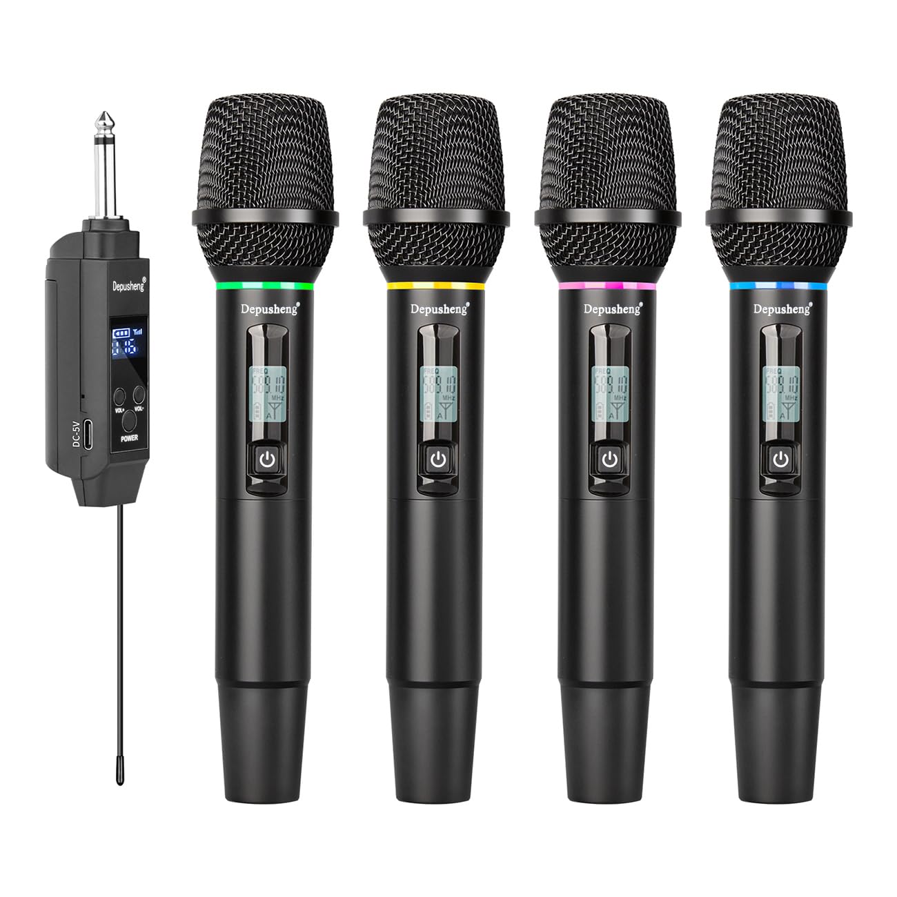 Depusheng Micrófono inalámbrico S2, micrófono dinámico de Mano, micrófono de Karaoke con Receptor Recargable para Bodas, Iglesias y Clubes