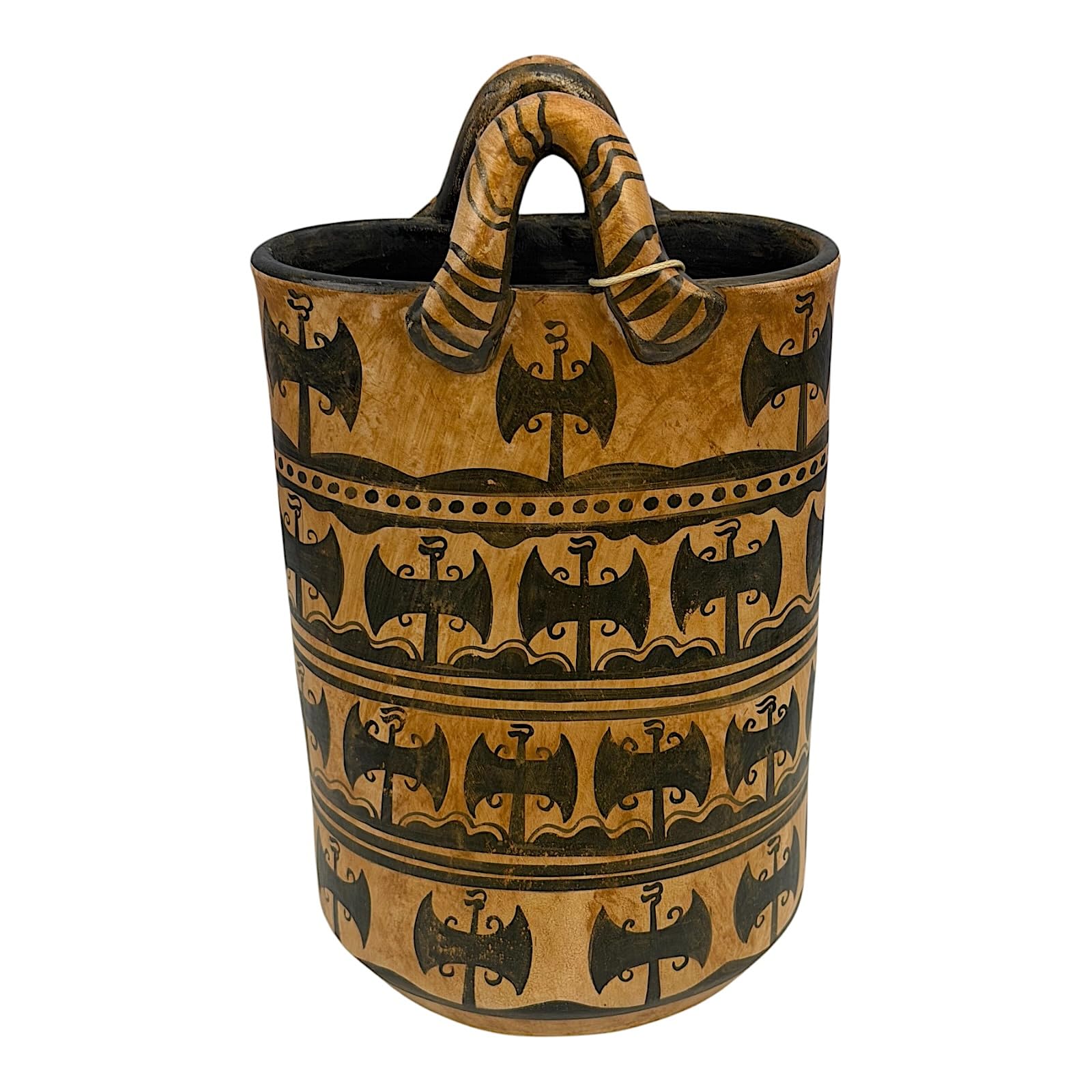 Vaso a forma di cesto minoico, ceramica greca fatta a mano, copia del museo di Cnosso, ceramica greca dipinta a mano, 20,1 cm