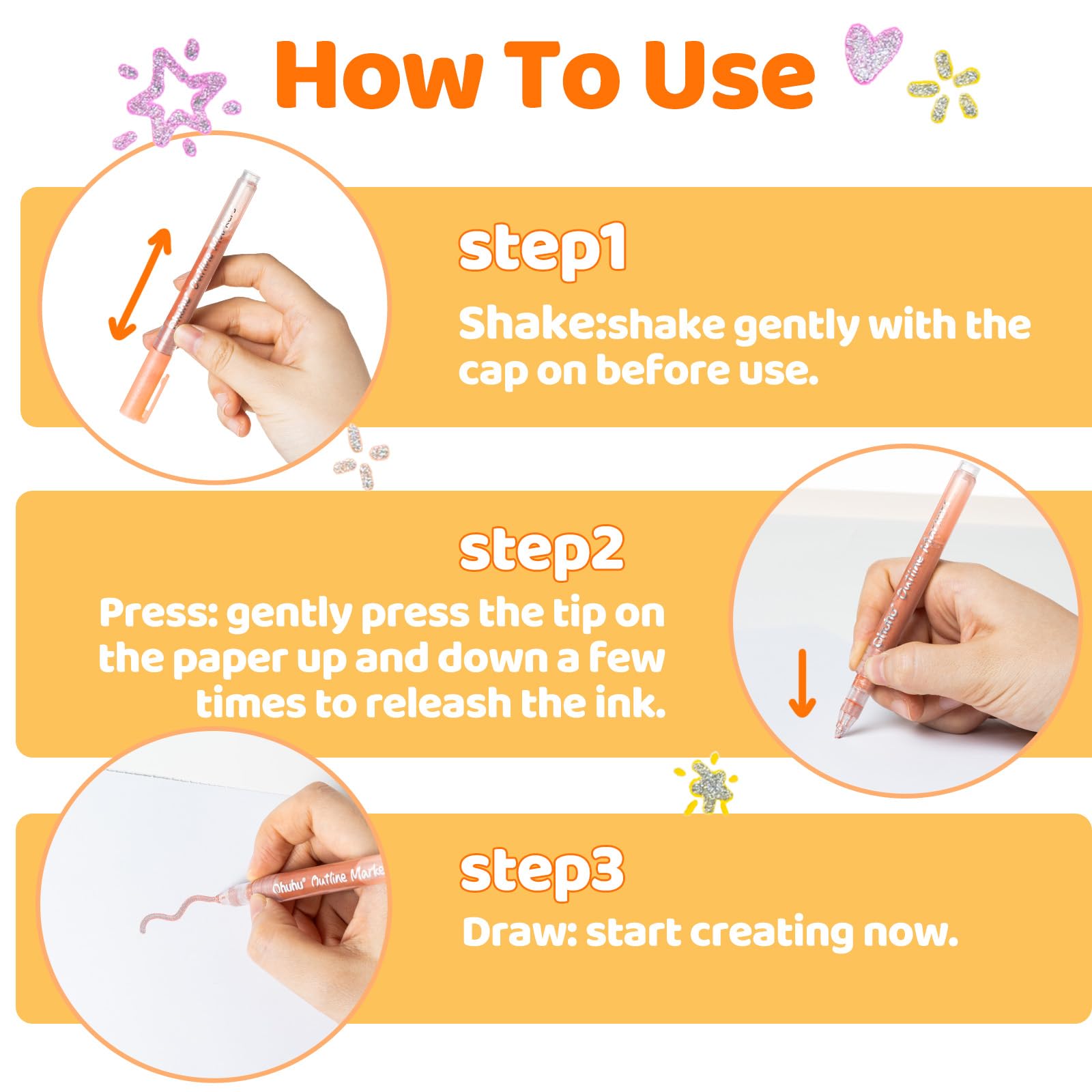 Ohuhu Outline Markers 18 Colors - Shimmer Metallic Double Line Drawing Pens For Crafts