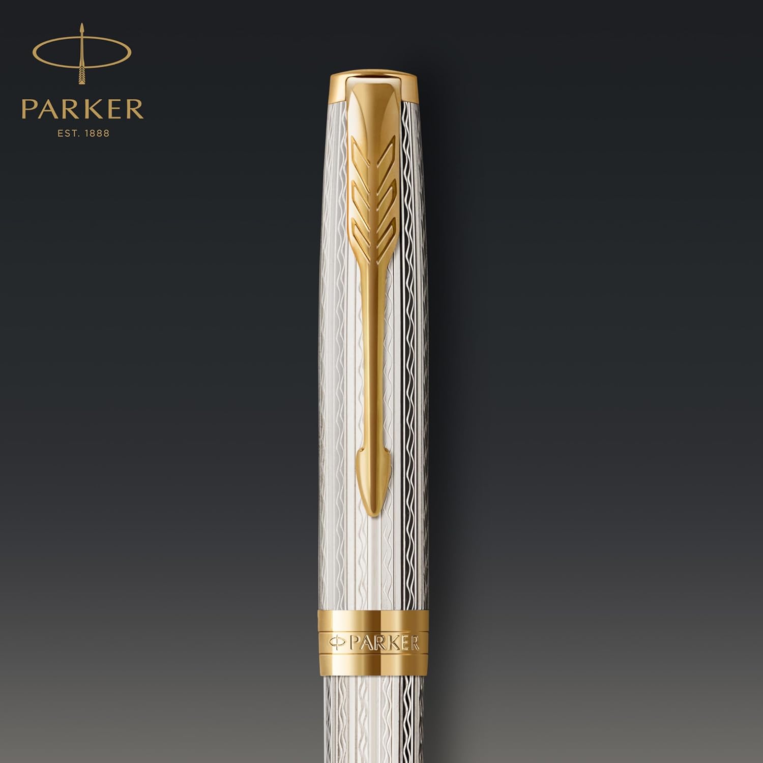 Parker Sonnet Ballpoint Pen, Silver Mistral, Medium Point, Black Ink