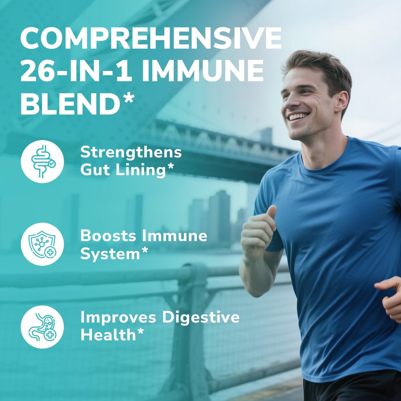 Akkermansia Probiotics for Women & Men, Immune Support Supplement, 16 Strains, with Prebiotics, Zinc, Vitamins C & D3, Moringa & Elderberry, Non-GMO, Digestive Support, 60 Capsules