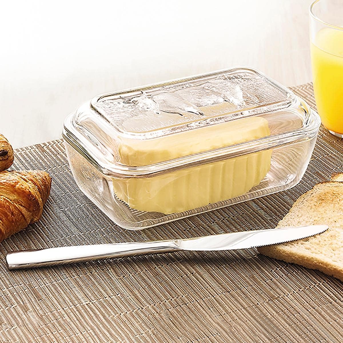 Luminarc European Tempered Glass Cow Butter Dish - 1 Pound Capacity