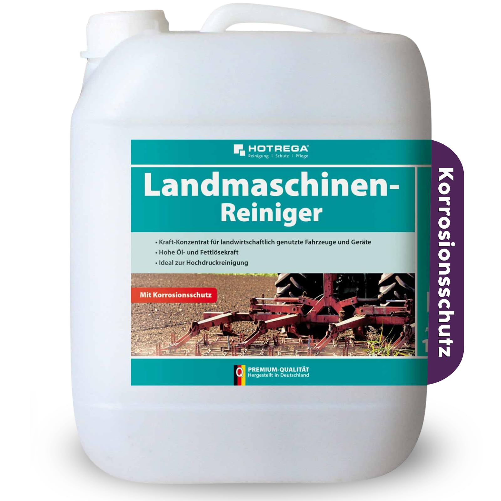 HOTREGA Maschinenreiniger Landmaschinen 10 L | Konzentrat mit Rostschutz | Kaltreiniger gegen Öl & Fett | Ideal für Traktoren + Mähdrescher | Hochdruckreiniger-tauglich | Sparsame 1:100 Verdünnung