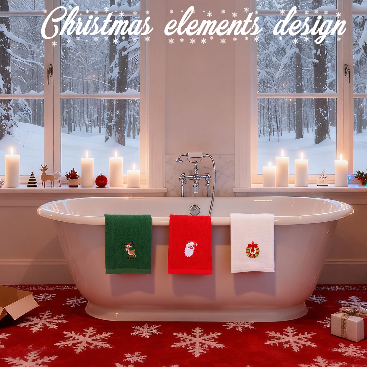 Operitacx 6-Teiliges Handtuch-Set Mit Weihnachtsstickerei, GeschirrtüCher KüChentüCher Waschlappen GeschirrtüCher FüR Zuhause, Badezimmer, KüChe, Alltag, 44,6 X 31,8 cm