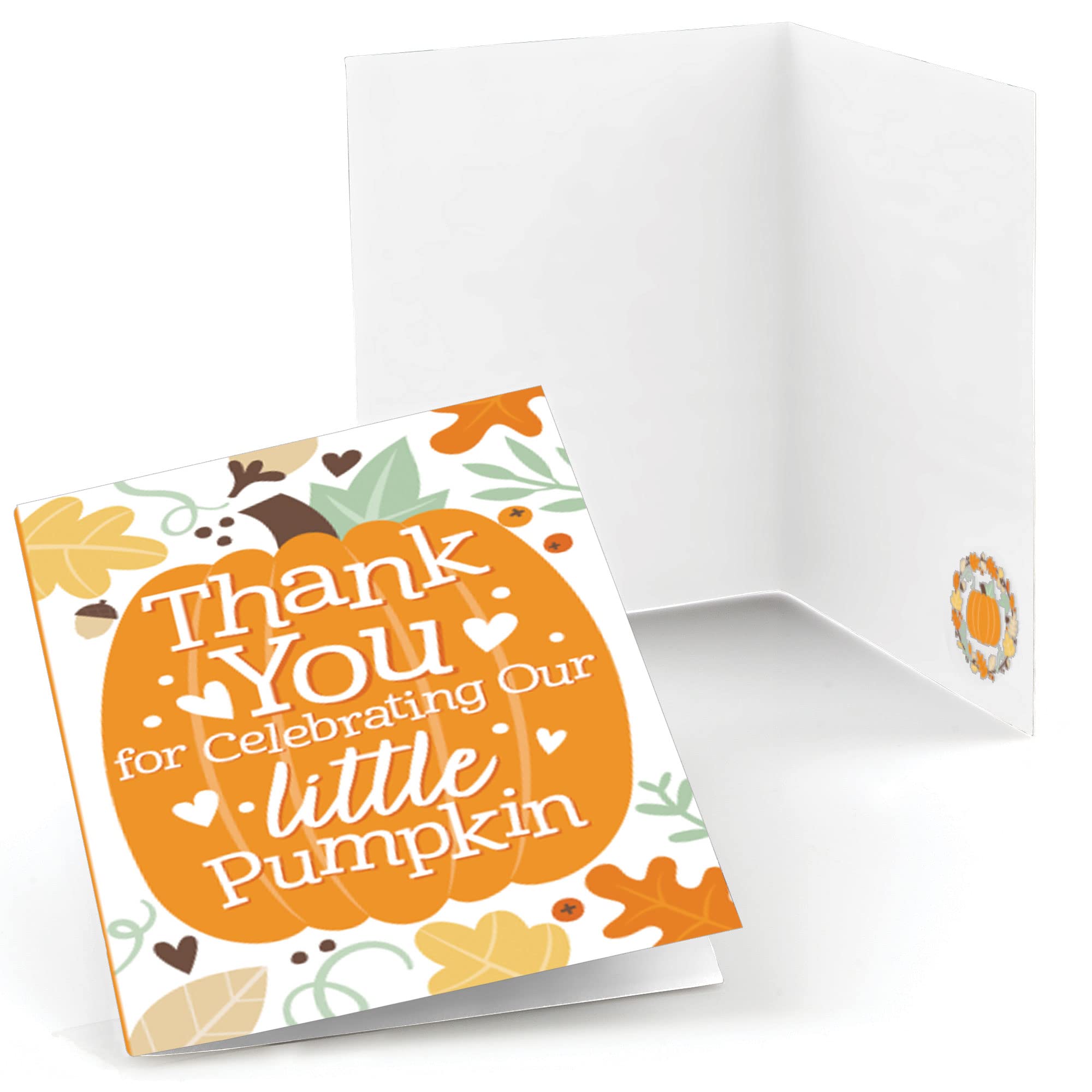 Big Dot of Happiness Little Pumpkin - Tarjetas de agradecimiento para fiesta de cumpleaños de otoño o baby shower (8 unidades)