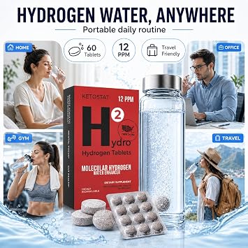 60 Hydrogen Water Tablets 12PPM Nano Bubble - Travel Friendly USA Company