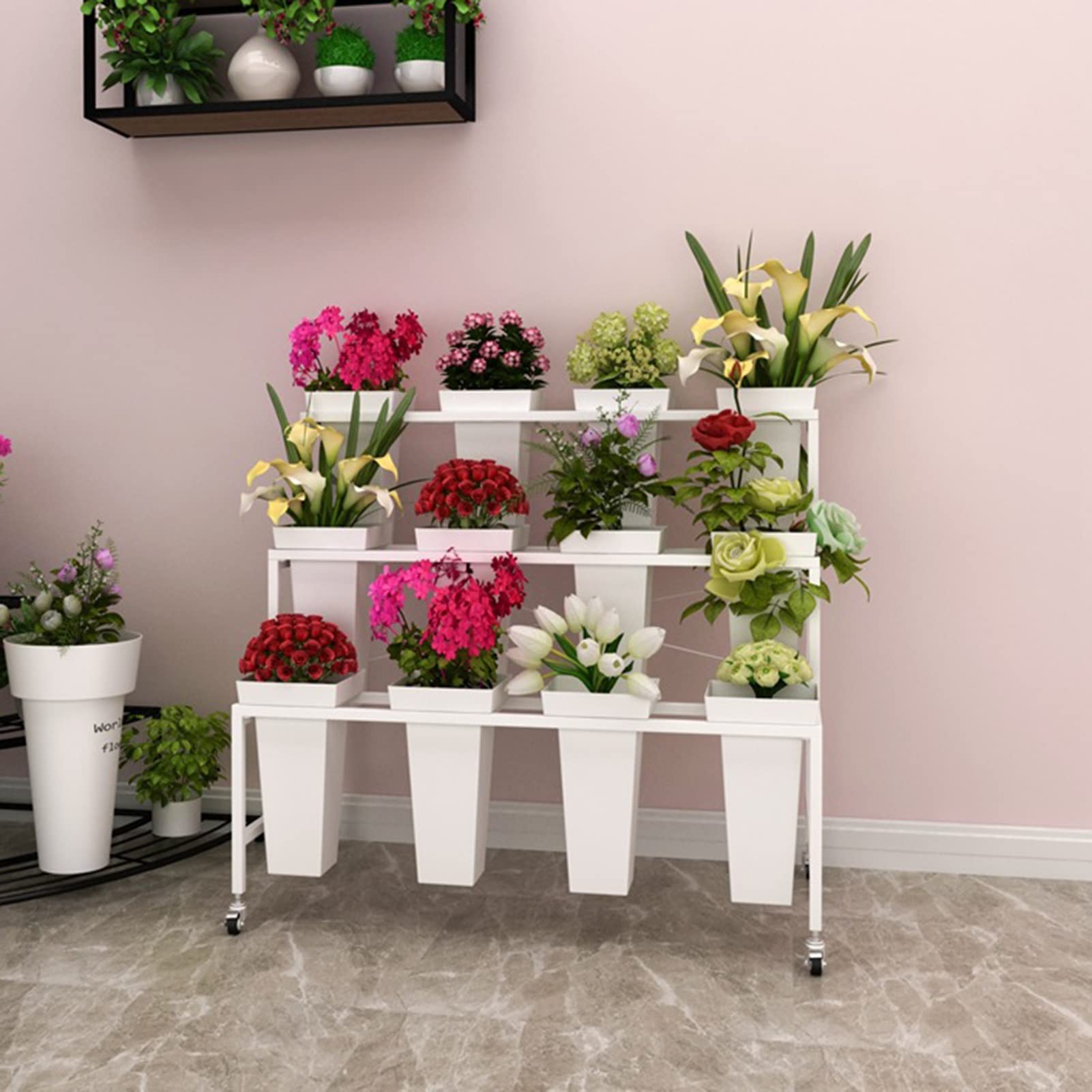ディスプレイ＊什器＊フラワースタンド Amazon.co.jp: フラワーバケツディスプレイスタンド、4輪の花屋専用錬
