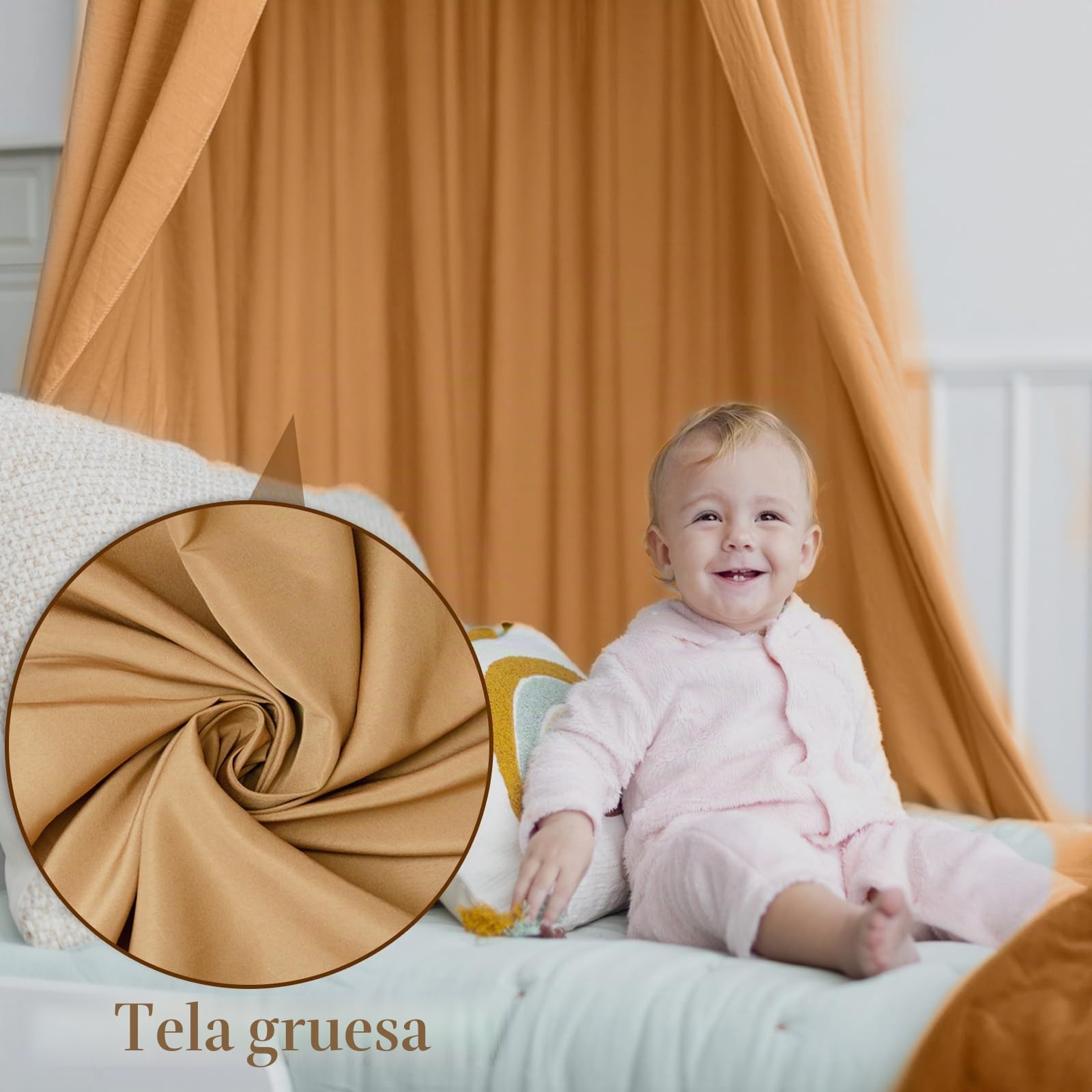 Dosel para habitación de los niños, dosel de la cama, cama para bebé, habitación infantil, 4 colores, colgante redondo princesa, mosquitera, para habitación infantil y sala de juegos, 56 x 230
