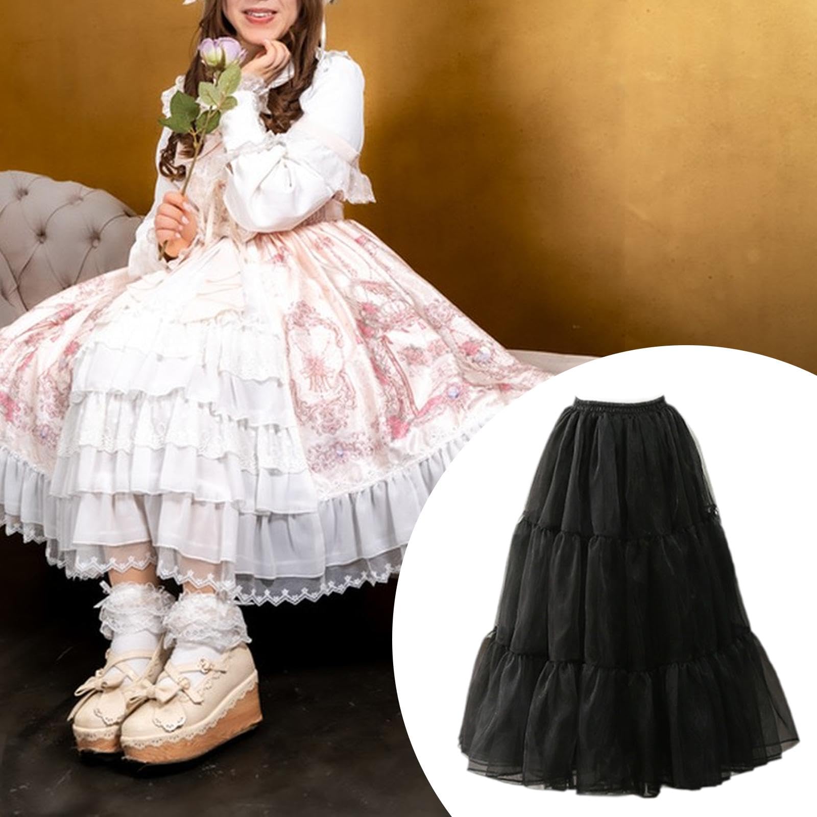 Sottoveste da donna morbida ed elegante, per abiti da sera, matrimoni, cosplay