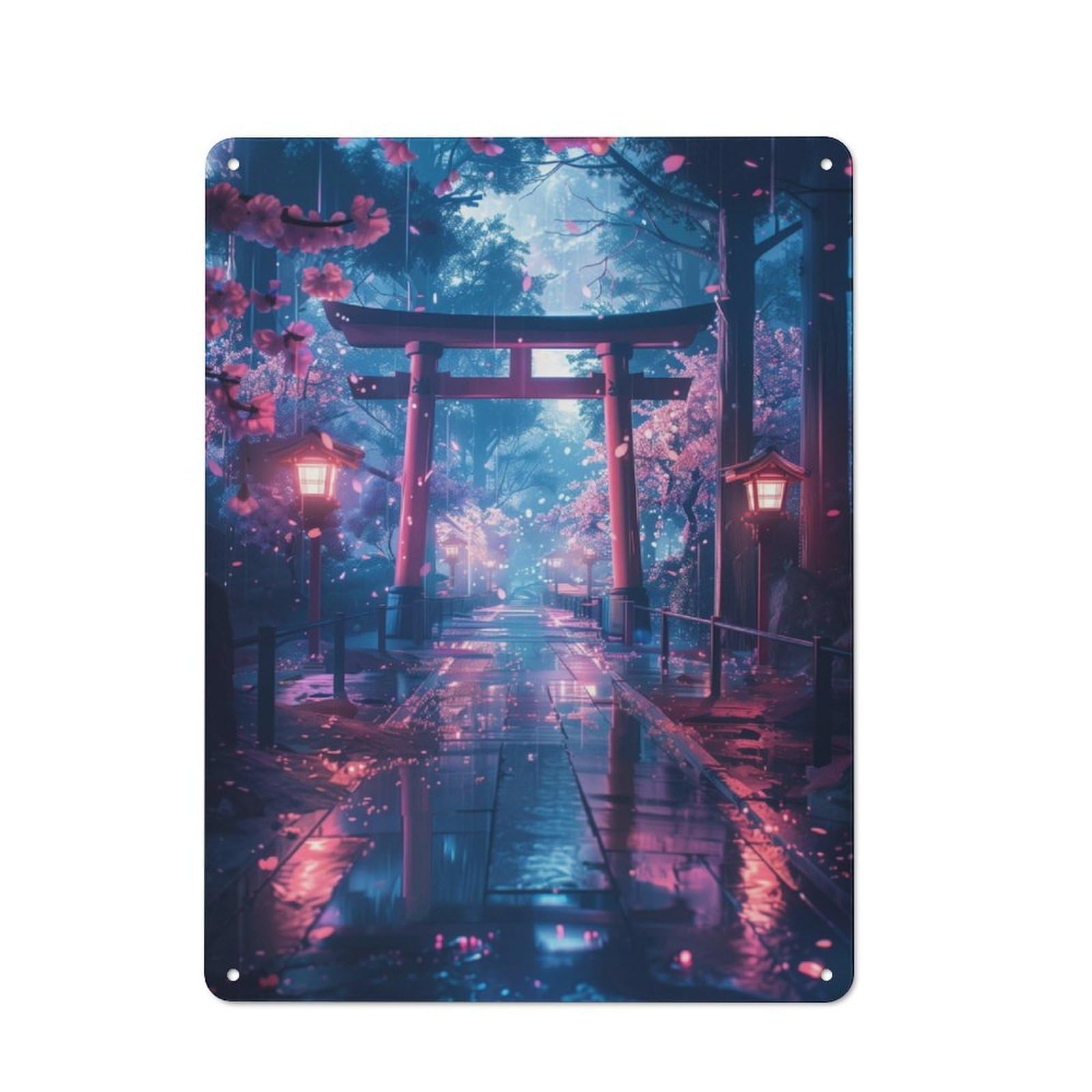 Junmoney Sakura Torii Gate Vintage Metal Sign 40X30cm For Guest Room Or Hallway, Suited To Guest Room Decorators