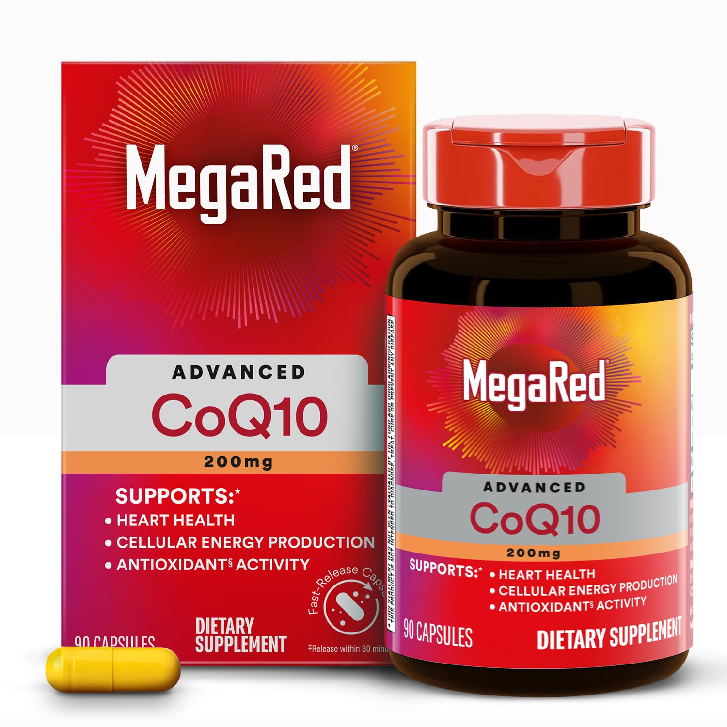MegaRed Advanced CoQ10 200mg, Heart Health & Cellular Energy, 90ct 90 Count (Pack of 1)