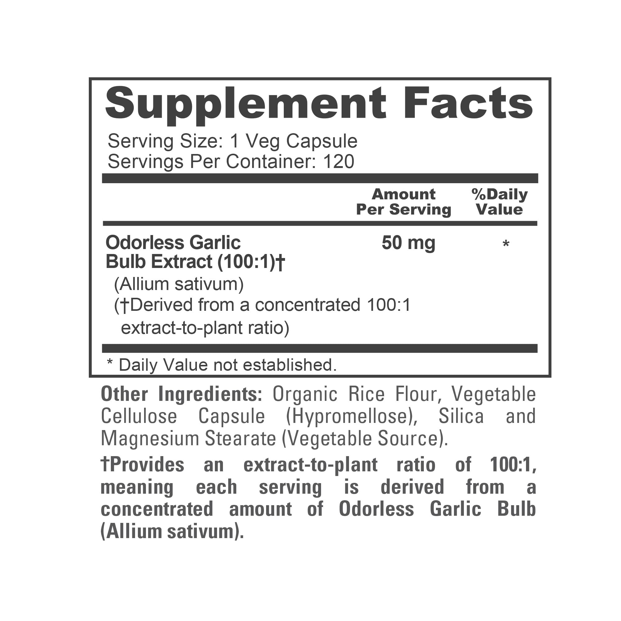 Odorless Garlic, Vegan, 50mg, 120 Veg Capsules - 120 Servings — Amazon image 4