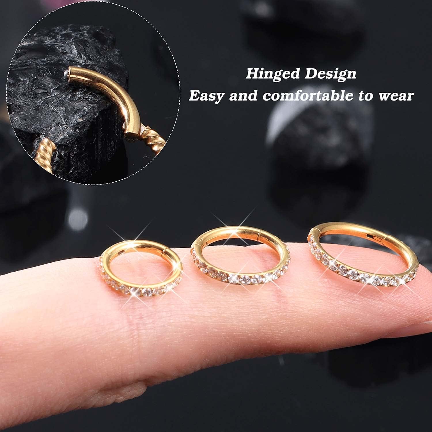 Jstyle 14G Belly Button Ring 316L Surgical Steel Belly Rings Hoop for Women Clear CZ Opal Clicker Hoop Belly Button Rings Gold Silver Small Navel Belly Body Piercing Jewelry 8mm 10mm 12mm - Image 6