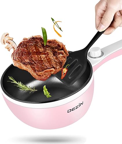 Vista 57 de Dezin Olla caliente eléctrica mejorada, sartén antiadherente, olla eléctrica de fideos rápidos, mini olla caliente portátil de 1.5 L para carne