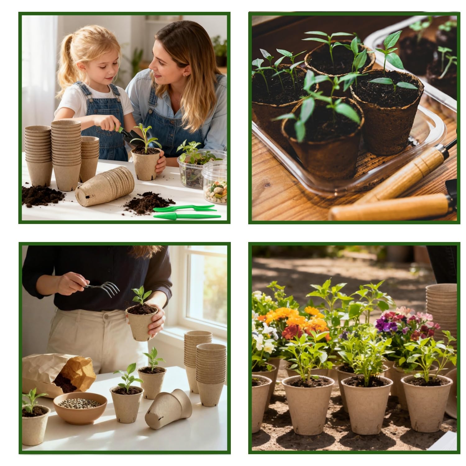 100 Piezas Redondas Macetas biodegradables de 8 cm, Kit de Inicio de Plántulas Biodegradable y Ecológico, Semilleros Germinacion Macetas con 100 Etiquetas de Plantas y 2 Herramientas de Plantación — view 8