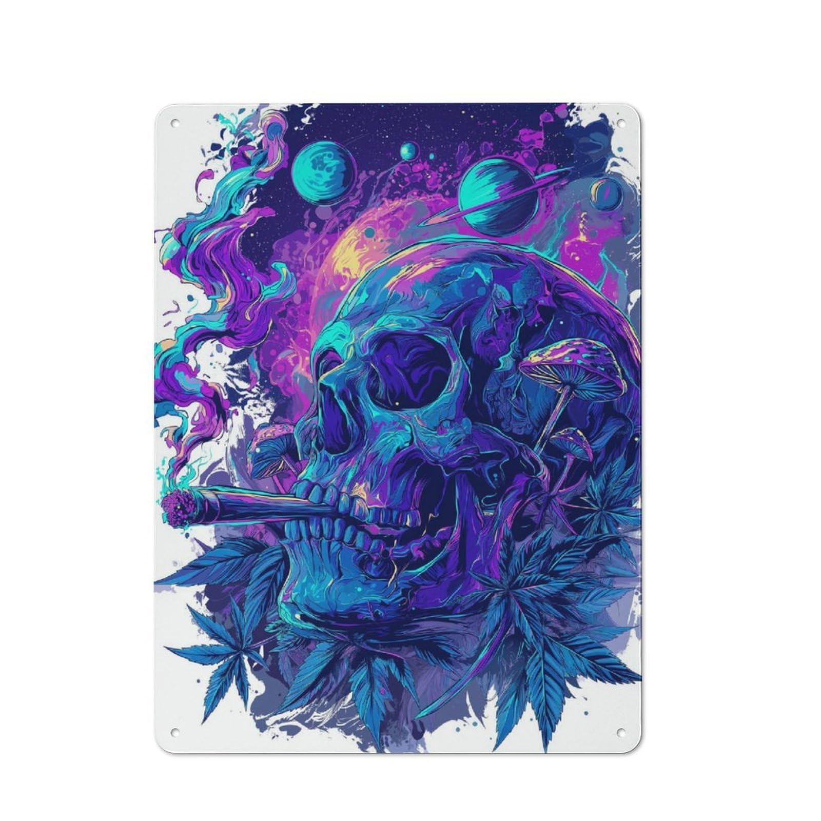Junmoney Skull Art For Garden Room Or Summerhouse, Retro Tin Sign 40X30cm, Suited To Wall Displays In Garden Rooms And Summerhouses