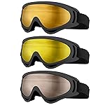 SixYard Ski Goggles, Motorcycle Goggles, 3 Pack Snowboard Snow Goggles for Men Women Adult Youth (Style 8)