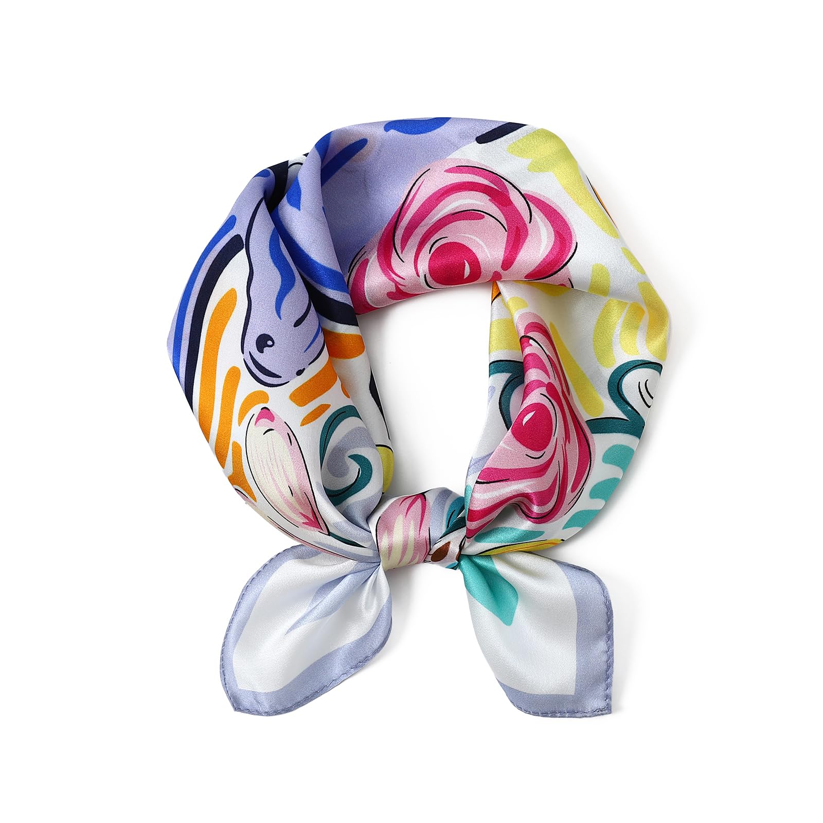 STARWHISPER 100% Real Mulberry Silk Scarf -21''x 21''-Lightweight Small Square Neckerchief Hair Scarf for Sleeping