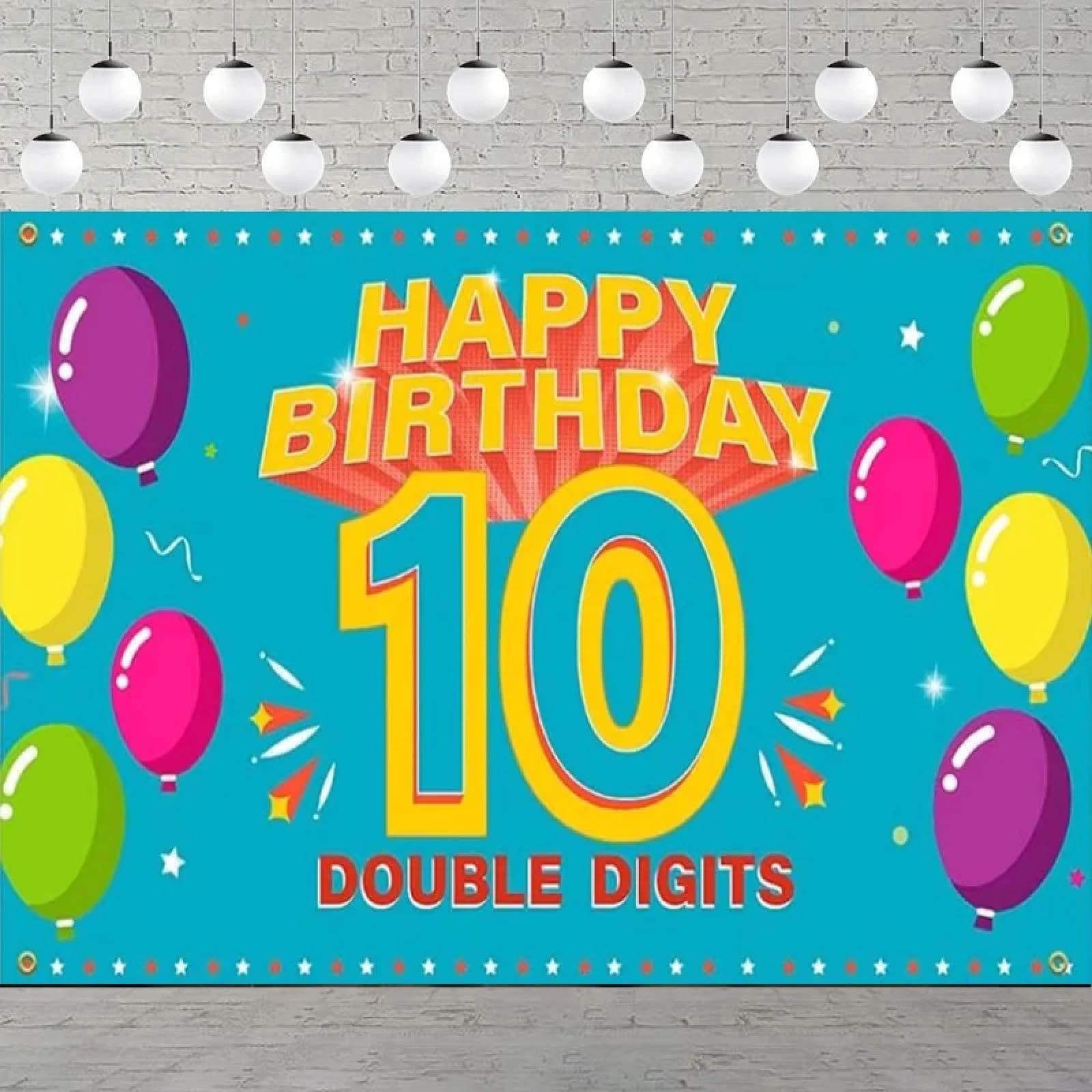 Tło fotograficzne dla dziewczynek Happy 10th Birthday Balony Home Party Decor Banner Wall