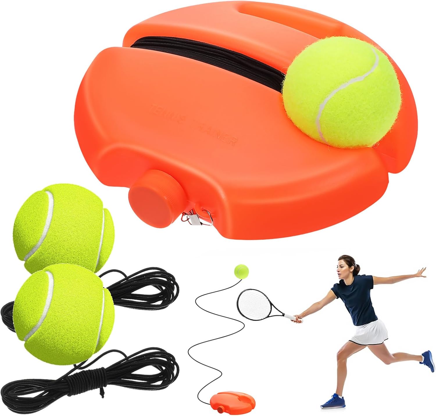 Toddmomy Trainer Rebound Ball with String, Solo Tennis Ball Portable Tennis Rebounder Kit Self Training Badminton Kit for Beginners Sport Exercise