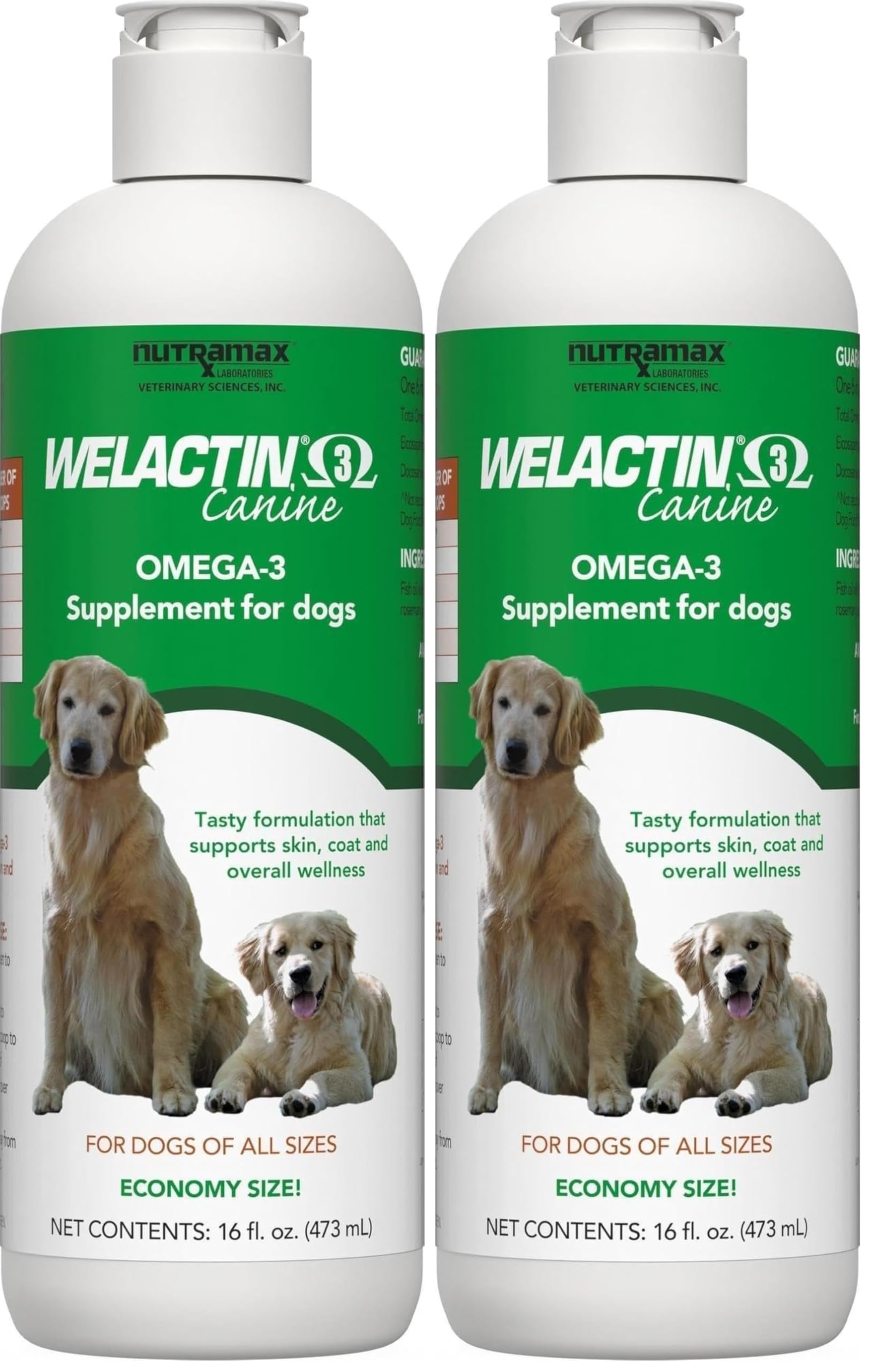 Nutramax Welactin Omega 3 Fish Oil for Dogs,Skin and Coat Health Supplement,Plus Joint,Immune,Kidney,and Brain Support,Premium Omega 3 Fatty Acids,for Dogs,16 Ounce Liquid,(Pack of 2)