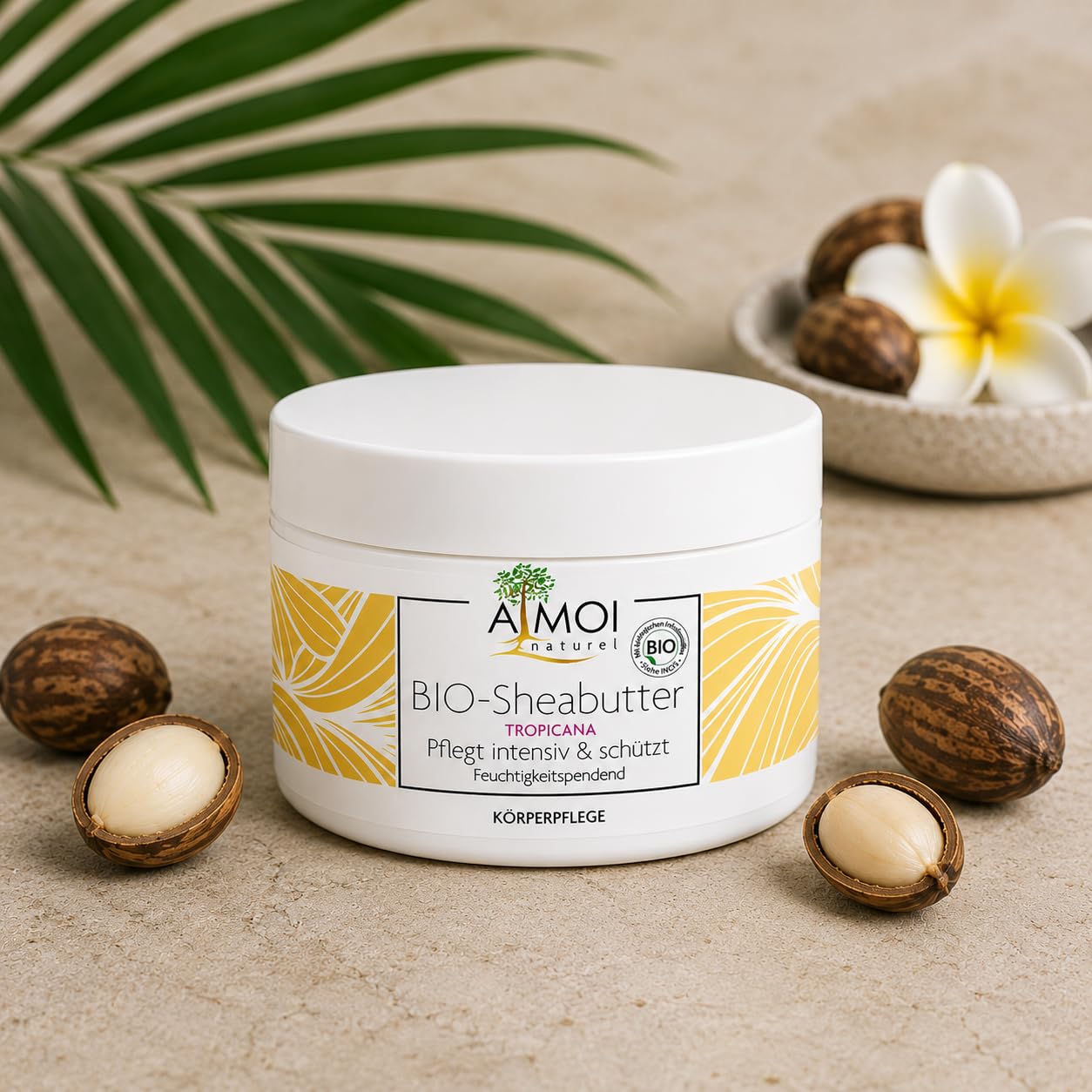 Sheabutter Tropicana 200 ml – Mit bio-zertifizierter, unraffinierter Sheabutter aus Westafrika – Intensive Körperpflege für trockene Haut – Reichhaltige Ganzkörperpflege